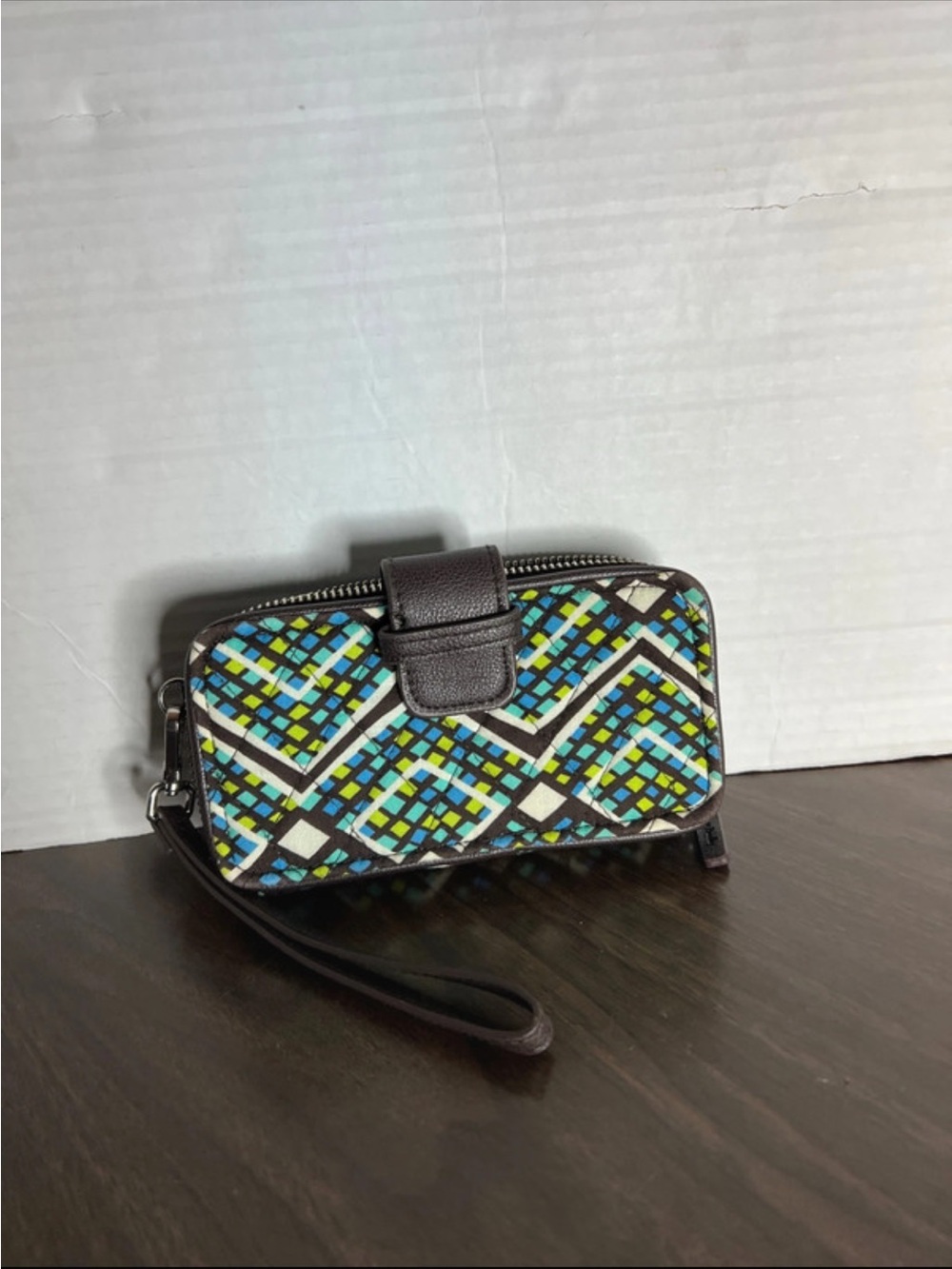 Vera Bradley Wristlet wallet Clutch in Brown, Blue & Green